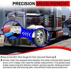 PKPKAUT brake-pad-thickness tool shows quick reading for maintenance.