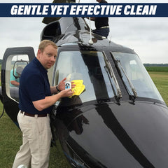 Eyes Outside cleaner used with microfiber cloth for streak-free results.