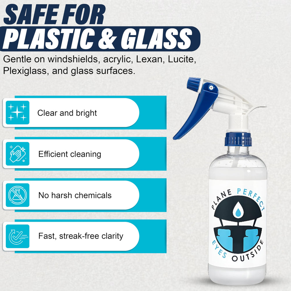 Plane Perfect Eyes Outside multi-surface cleaner coats car windows clean.