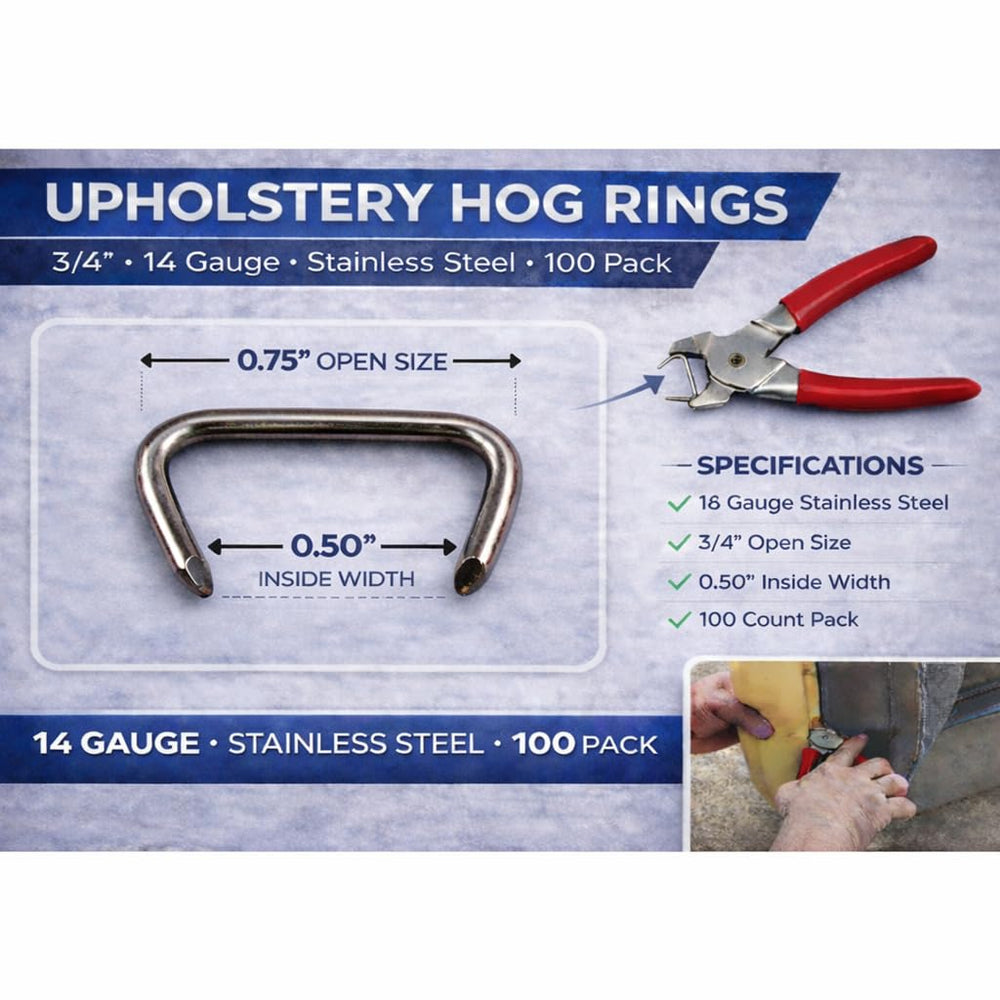 Plant My Tank sharp-tip hog rings for precise fastening in upholstery projects.