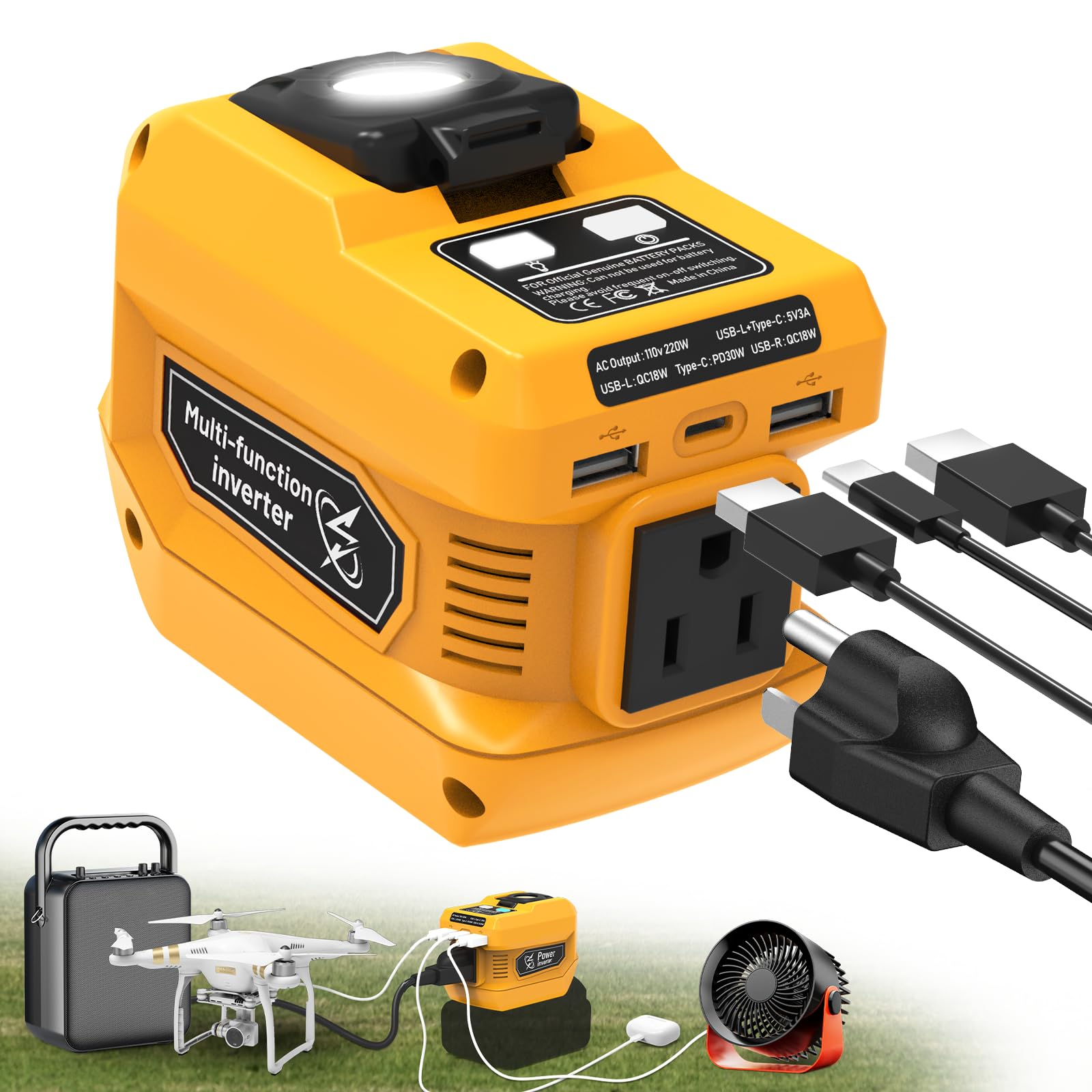 PlantPalGear 220W inverter front view for portable outdoor power