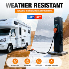 Plapower 50A RV extension cord shows ergonomic grip handles for easy connection