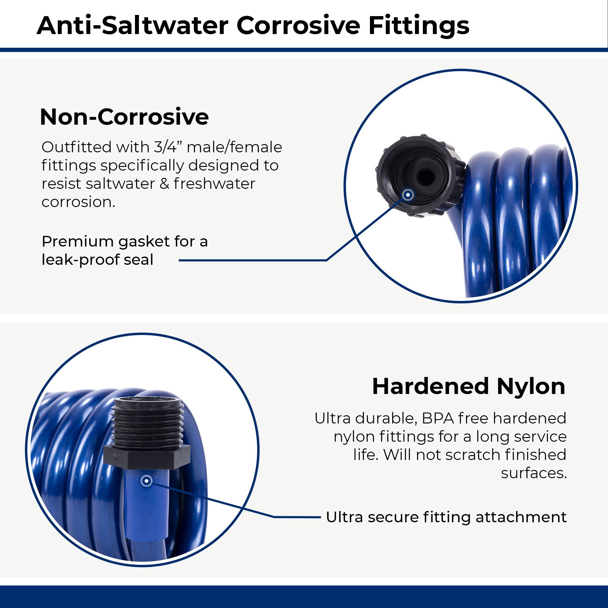 Plastair Marine SpringHose seven-pattern nozzle handles spraying needs aboard.