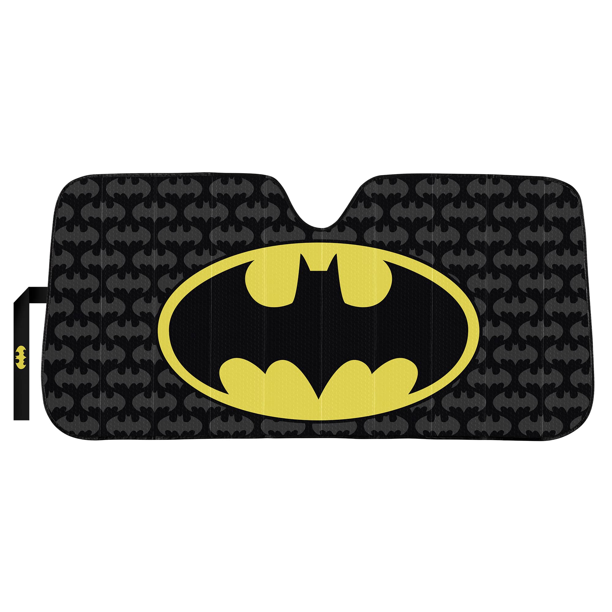 Plasticolor Batman accordion sunshade front view protects against UV rays
