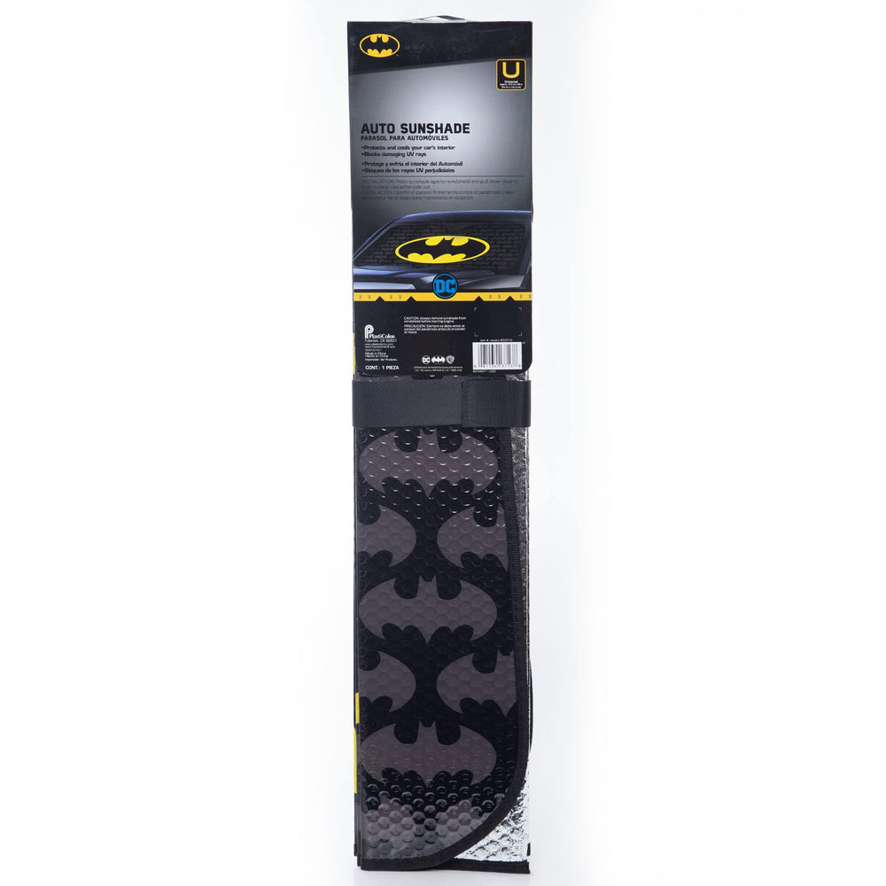 Plasticolor Batman sunshade embossed strap secures shade when stowed