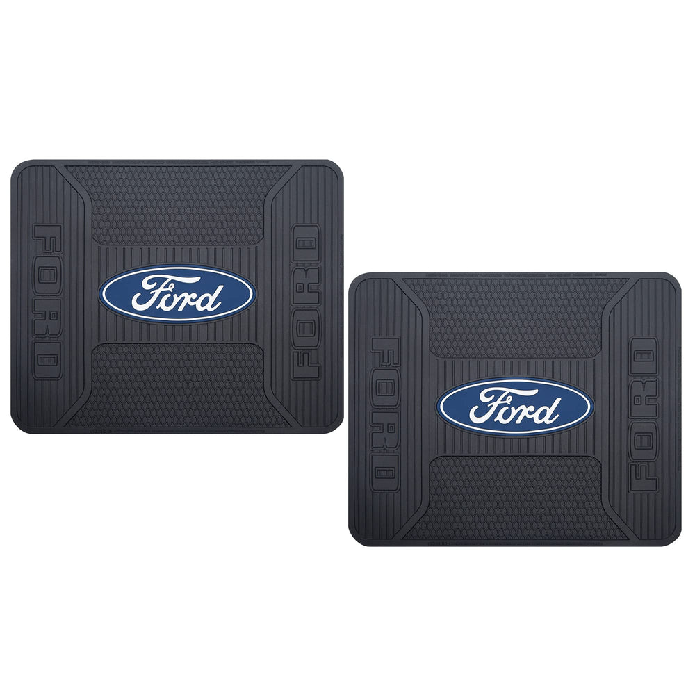 Plasticolor Ford blue oval rear mats protect rear footwells with easy-clean rubber