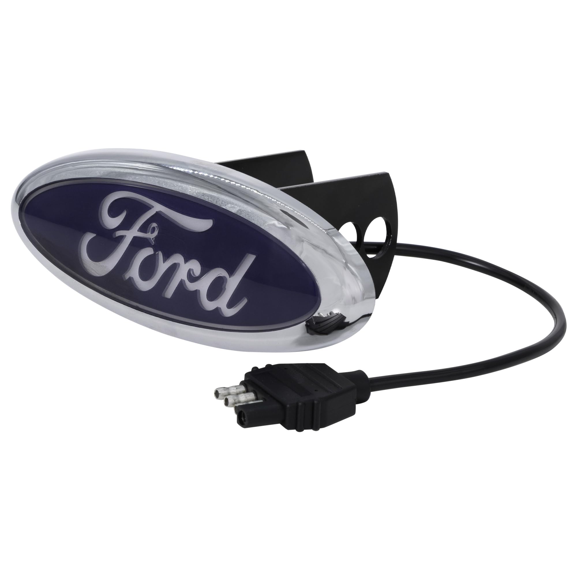 Plasticolor Ford LED hitch cover front view with official licensed emblem.
