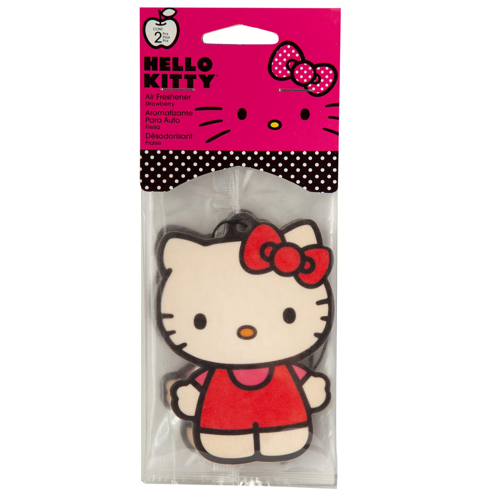 Plasticolor Hello Kitty air freshener strawberry front view for bold car fragrance