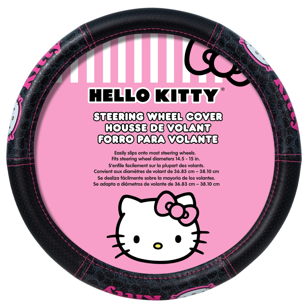 Hello Kitty collage wheel cover highlighting double stitching and bold hi-contrast accents