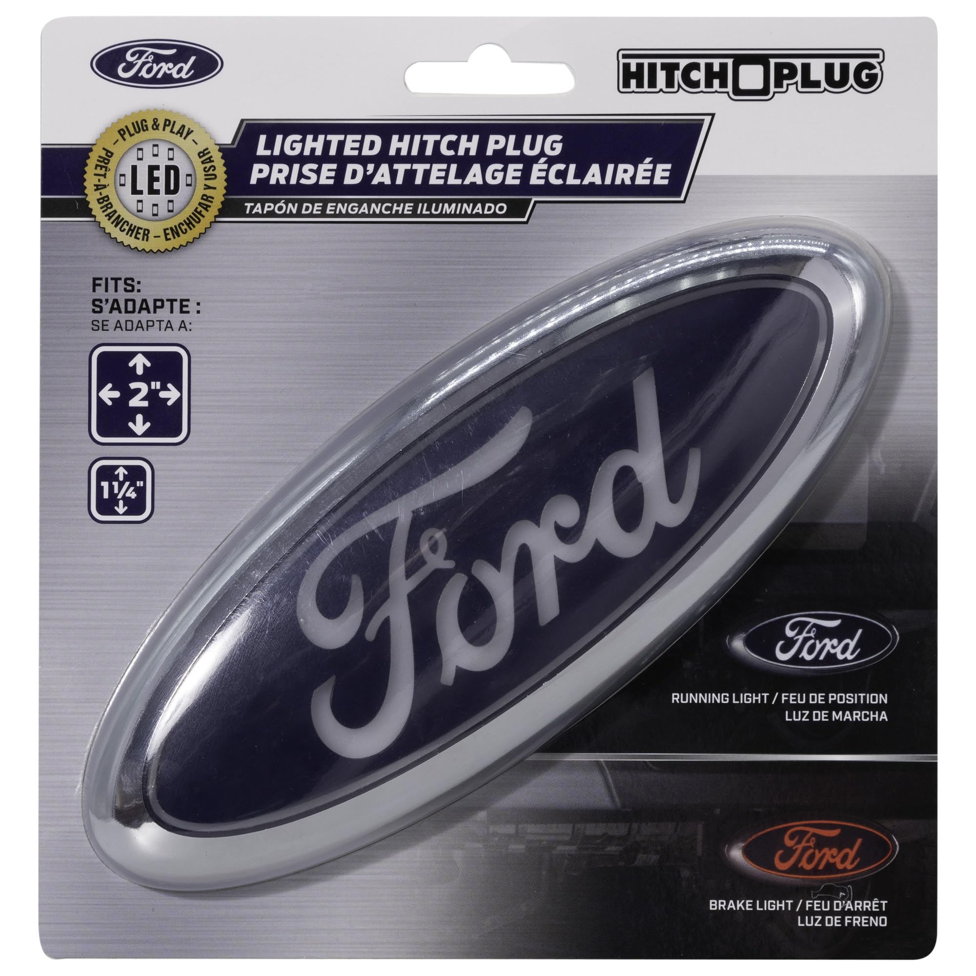 Plasticolor hitch cover glows as running light and brake light.