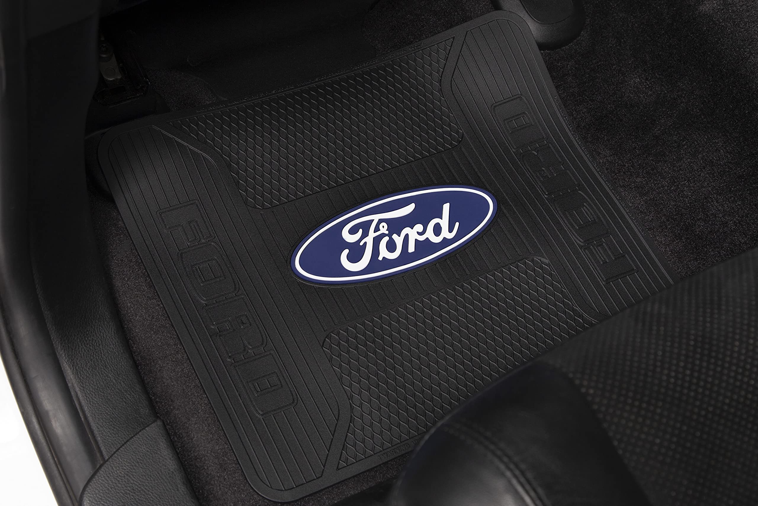 Plasticolor pair rear floor mats with Ford logo guard interior floors against dirt