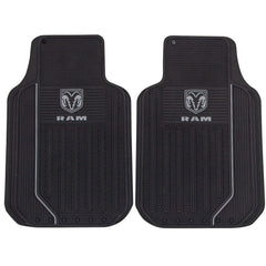 Plasticolor RAM Elite front floor mat close-up with gray logo and rugged rubber.