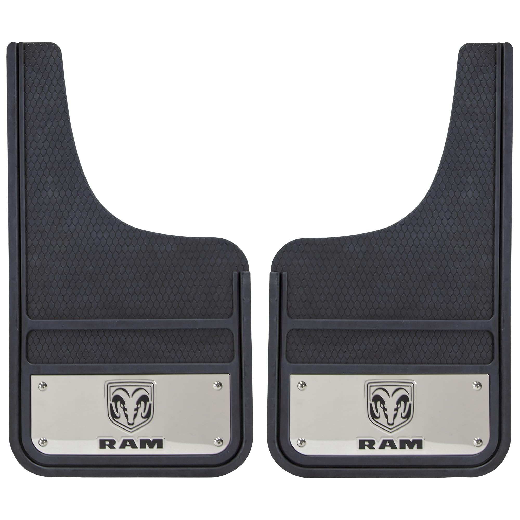 Plasticolor RAM front mud guards 12x23 protect wheels from rocks and debris.