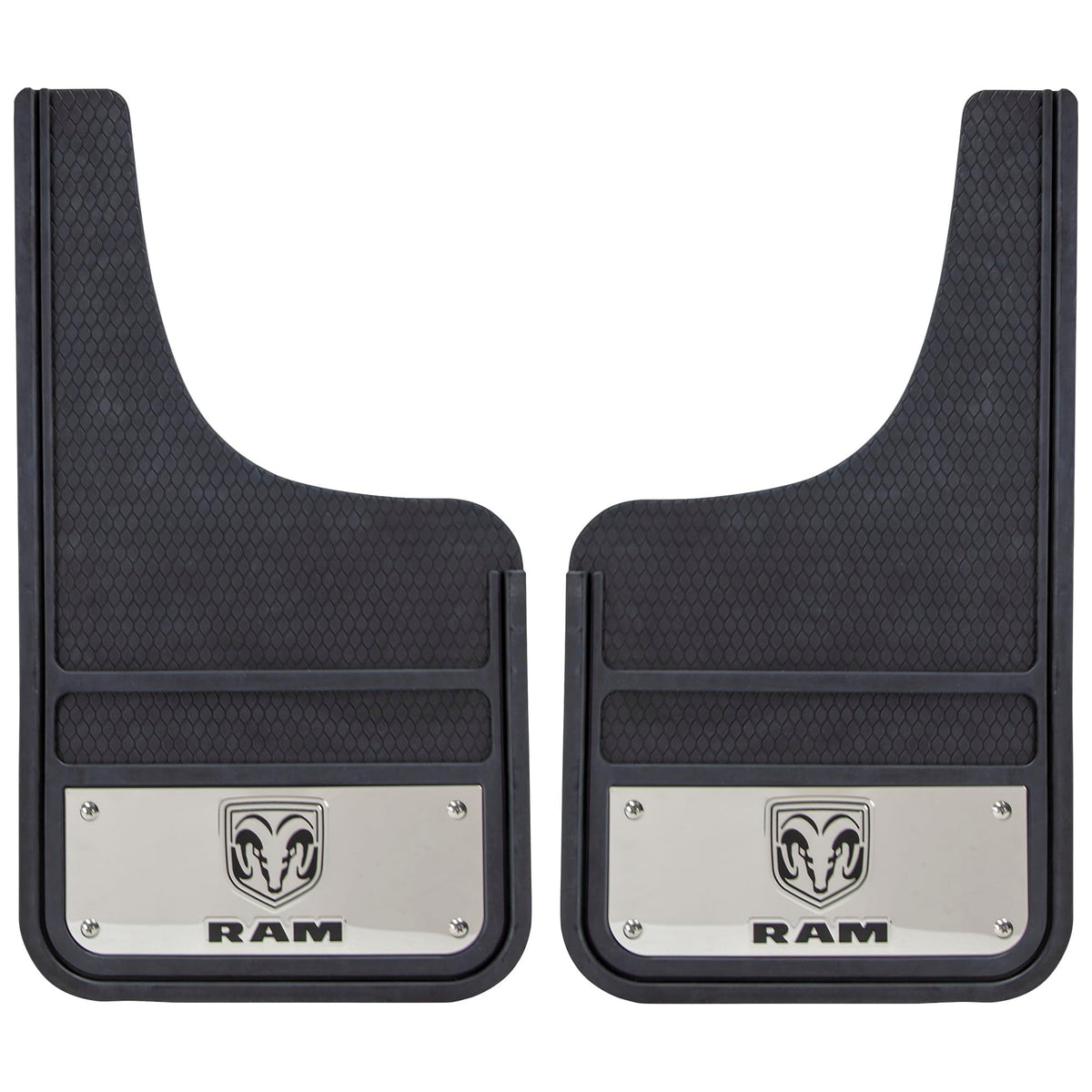 Plasticolor RAM front mud guards 12x23 protect wheels from rocks and debris.