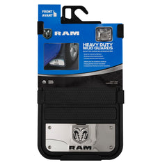 Plasticolor RAM mud guards with stainless hardware for durable front installation.