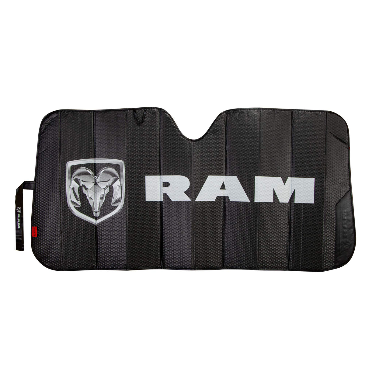 Plasticolor RAM logo sunshade protects windshield and adds bold style.