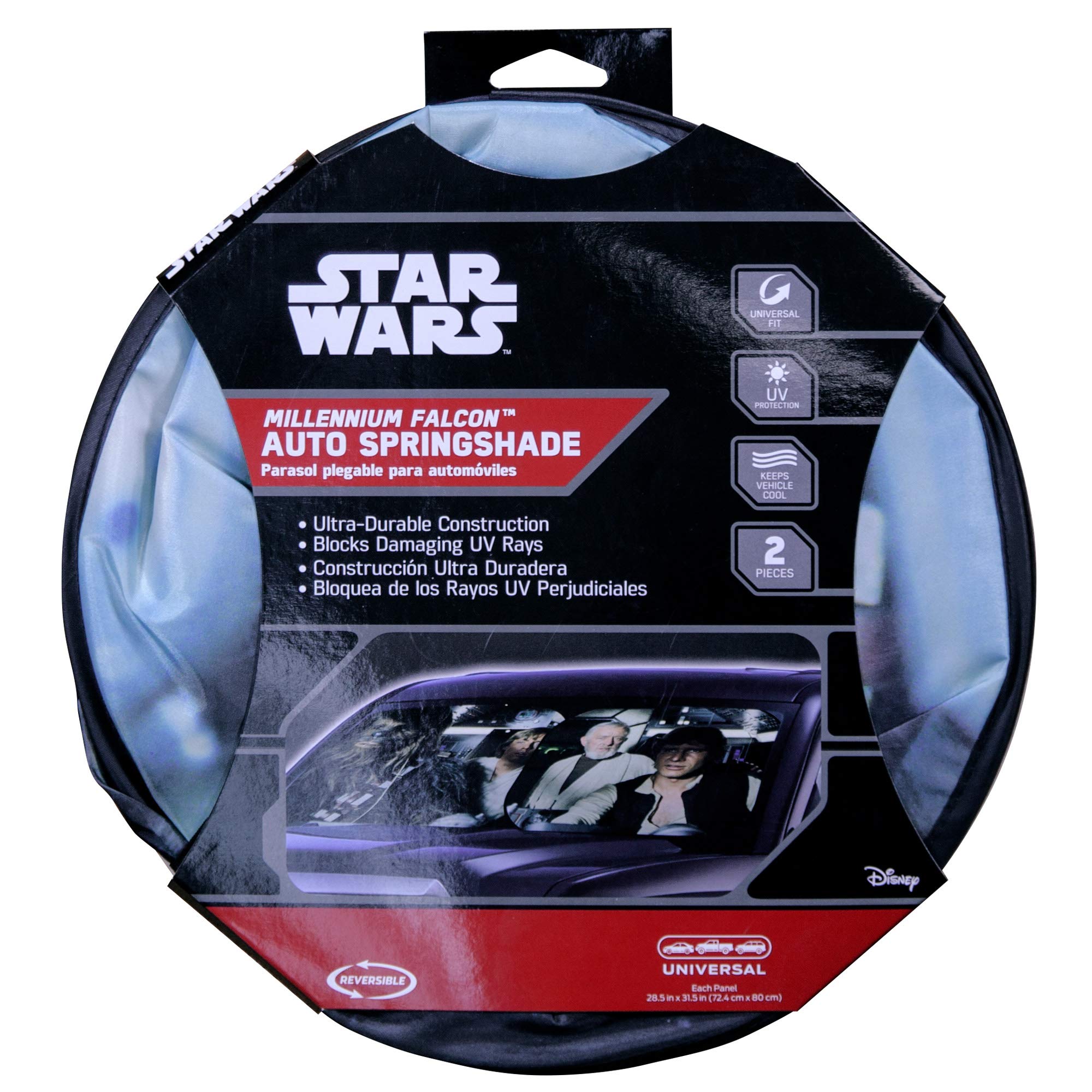 Plasticolor Star Wars Millennium Falcon sunshade, easy to open and close for quick adjustments