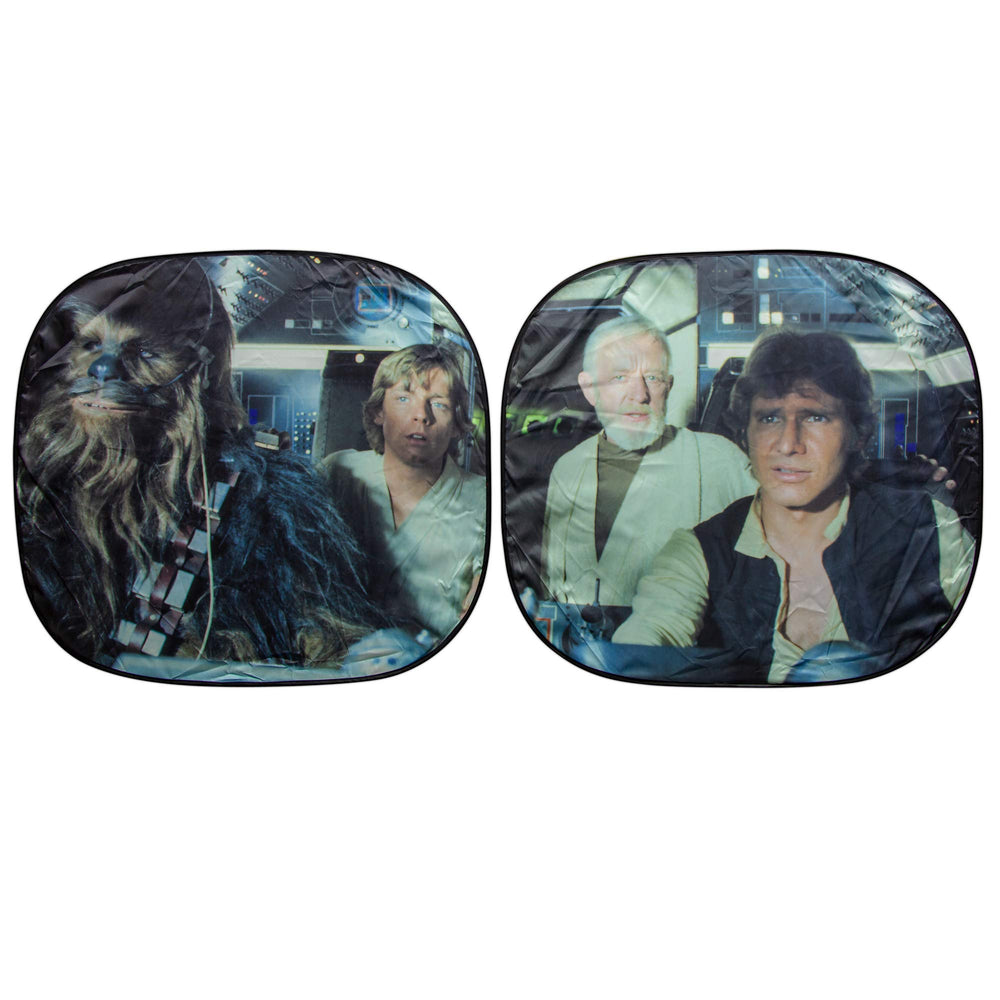 Plasticolor Star Wars Millennium Falcon sunshade, side view blocks glare for smoother driving