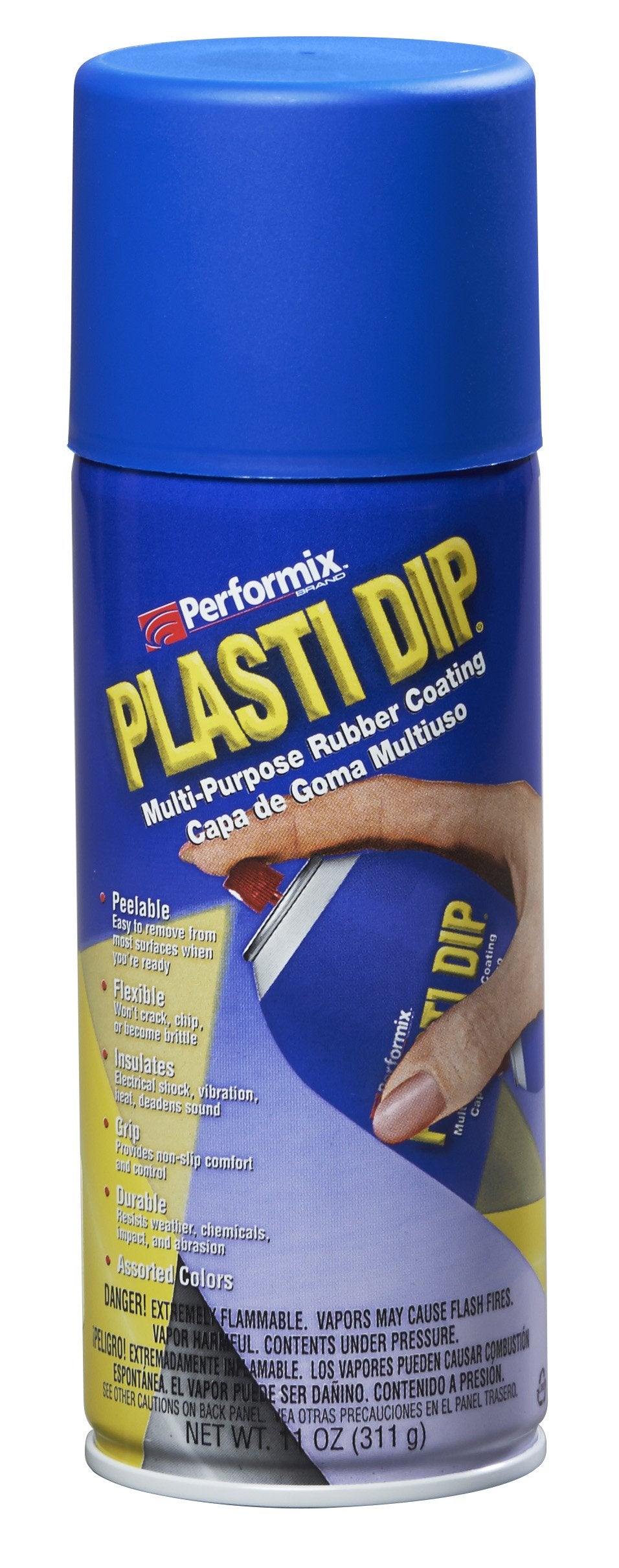 Plasti Dip Performix 11252-6 Flex Blue Spray applying a flexible protective coating for grip