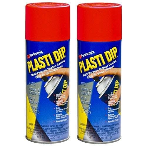 Plasti Dip red coating on a surface to resist moisture and corrosion.