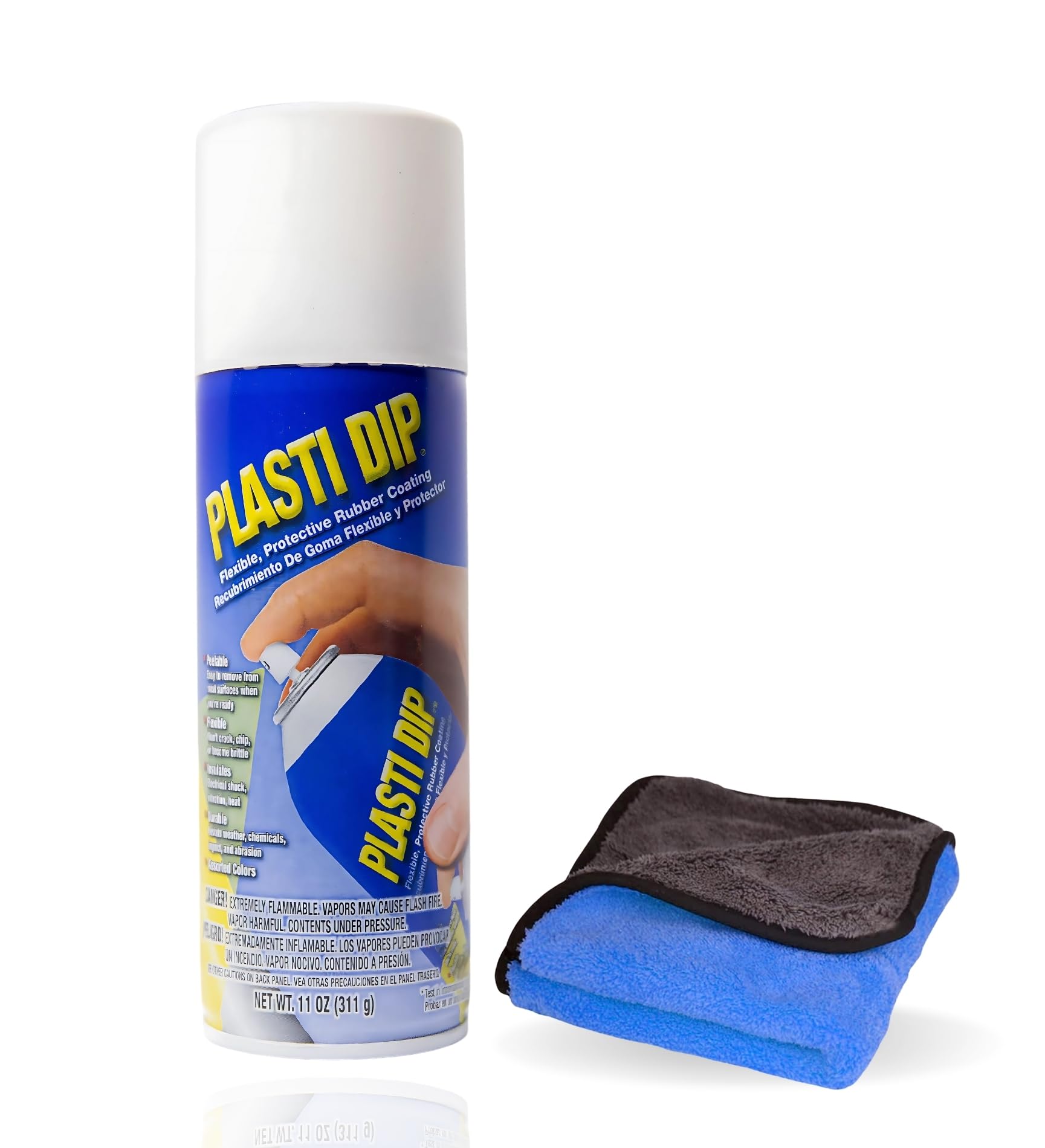 Plasti Dip White spray can ready for durable, flexible coating on metal.