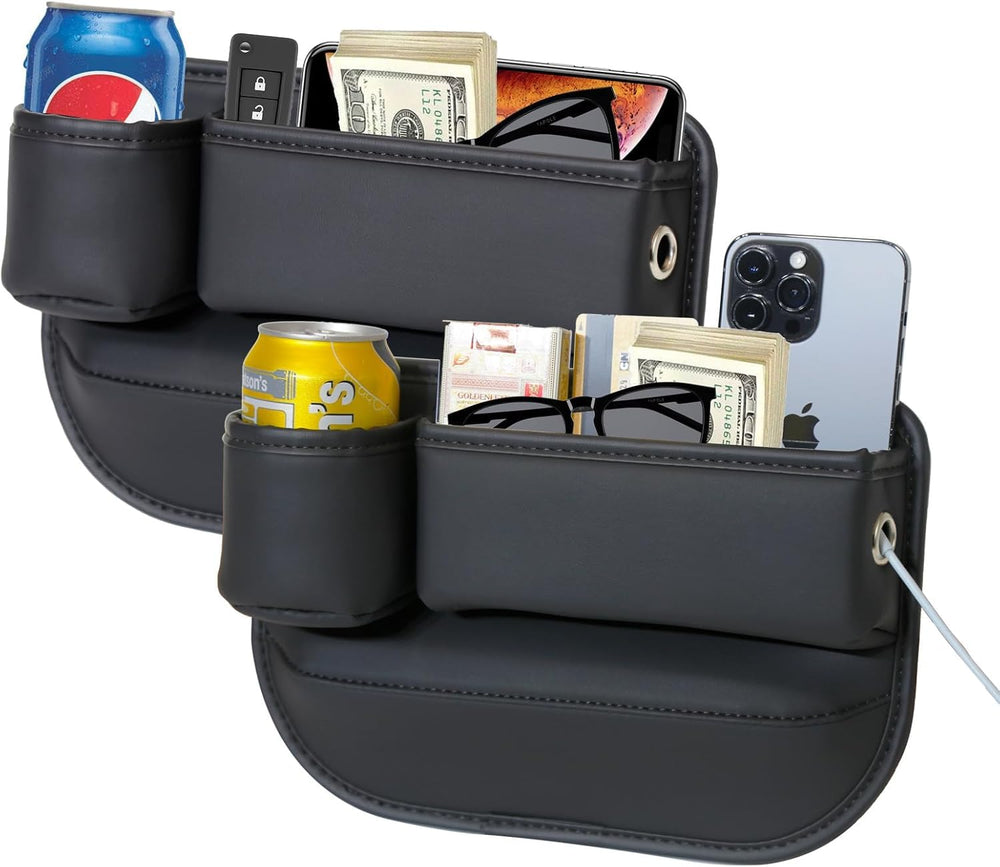 PLEW anti-drop gap filler 2-pack secures items in car seat gap with a slim profile.