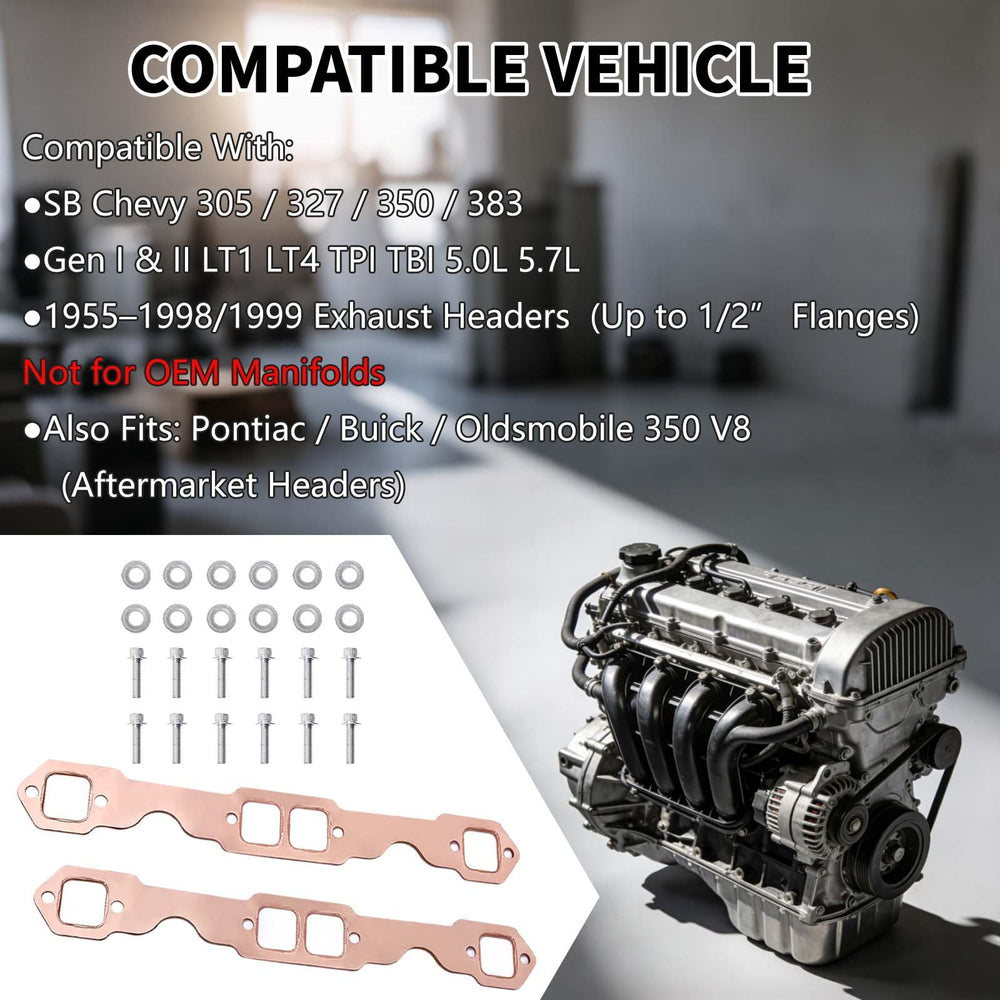 PLKHCU 2pcs copper collector gaskets ensure leak-free exhaust connections