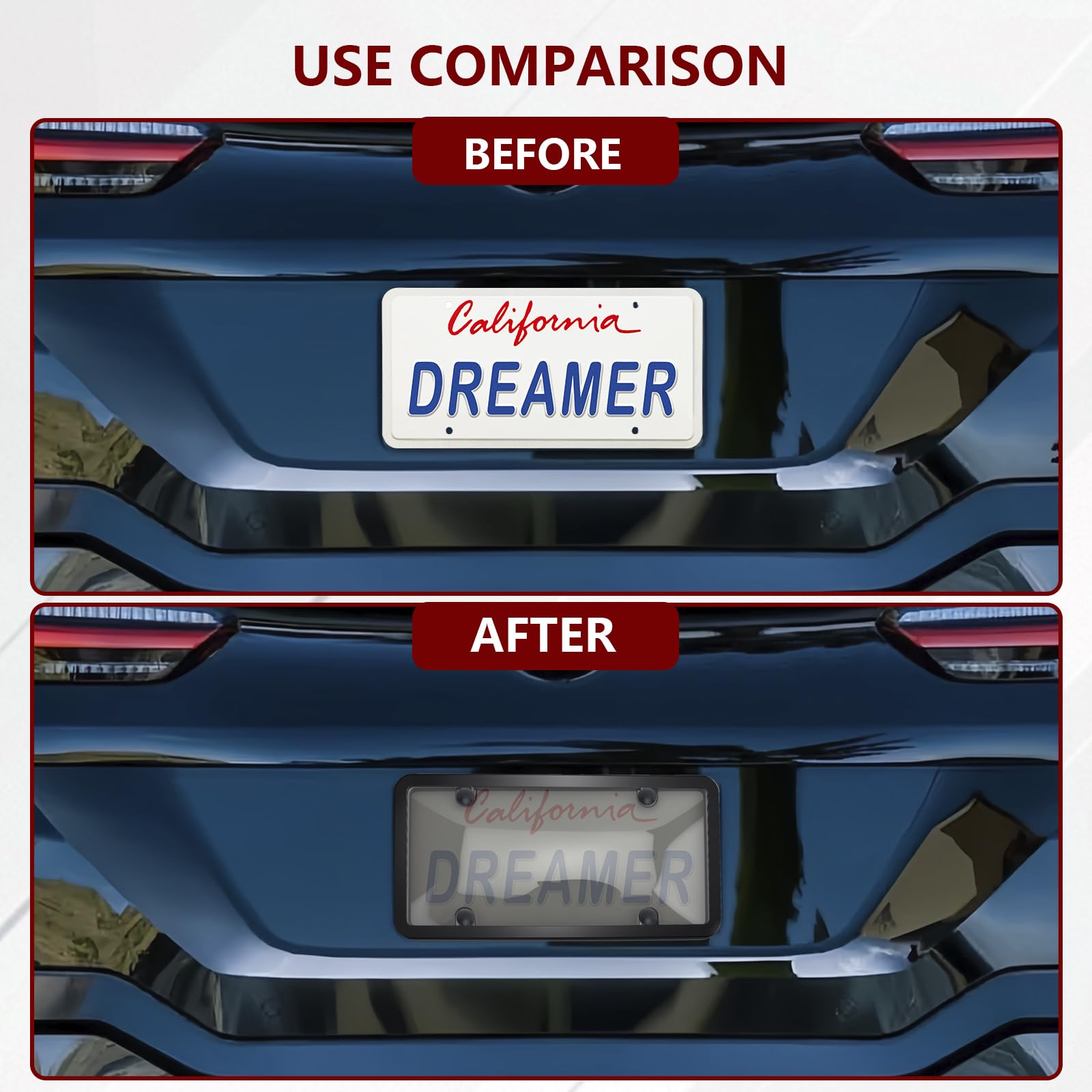 PLALEI easy-install license plate frame for quick, drill-free setup