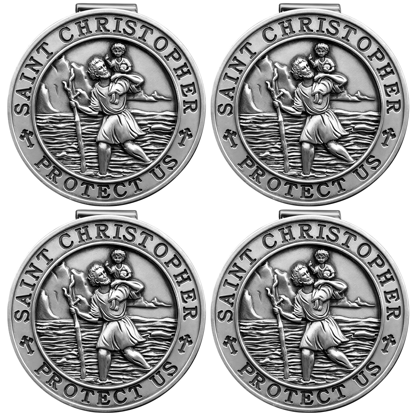 PloreWay St. Christopher car medal with durable metal finish for road protection.