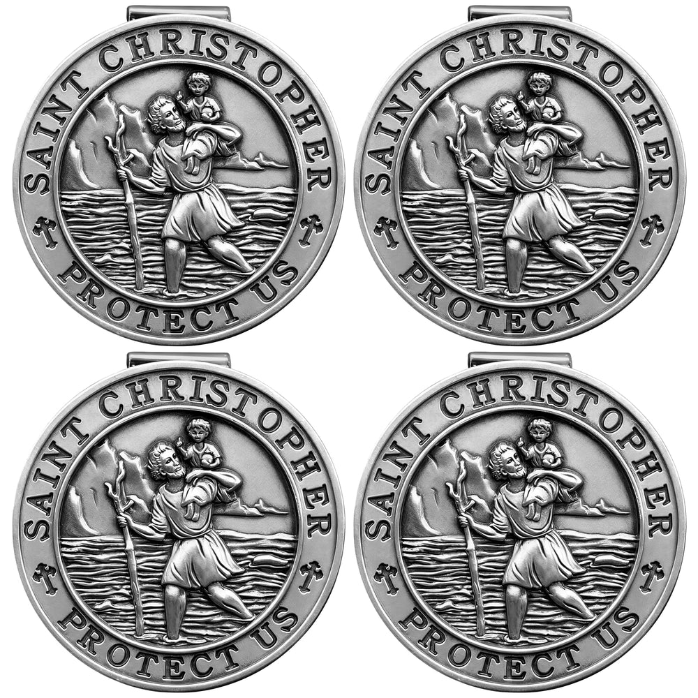 PloreWay St. Christopher car medal with durable metal finish for road protection.