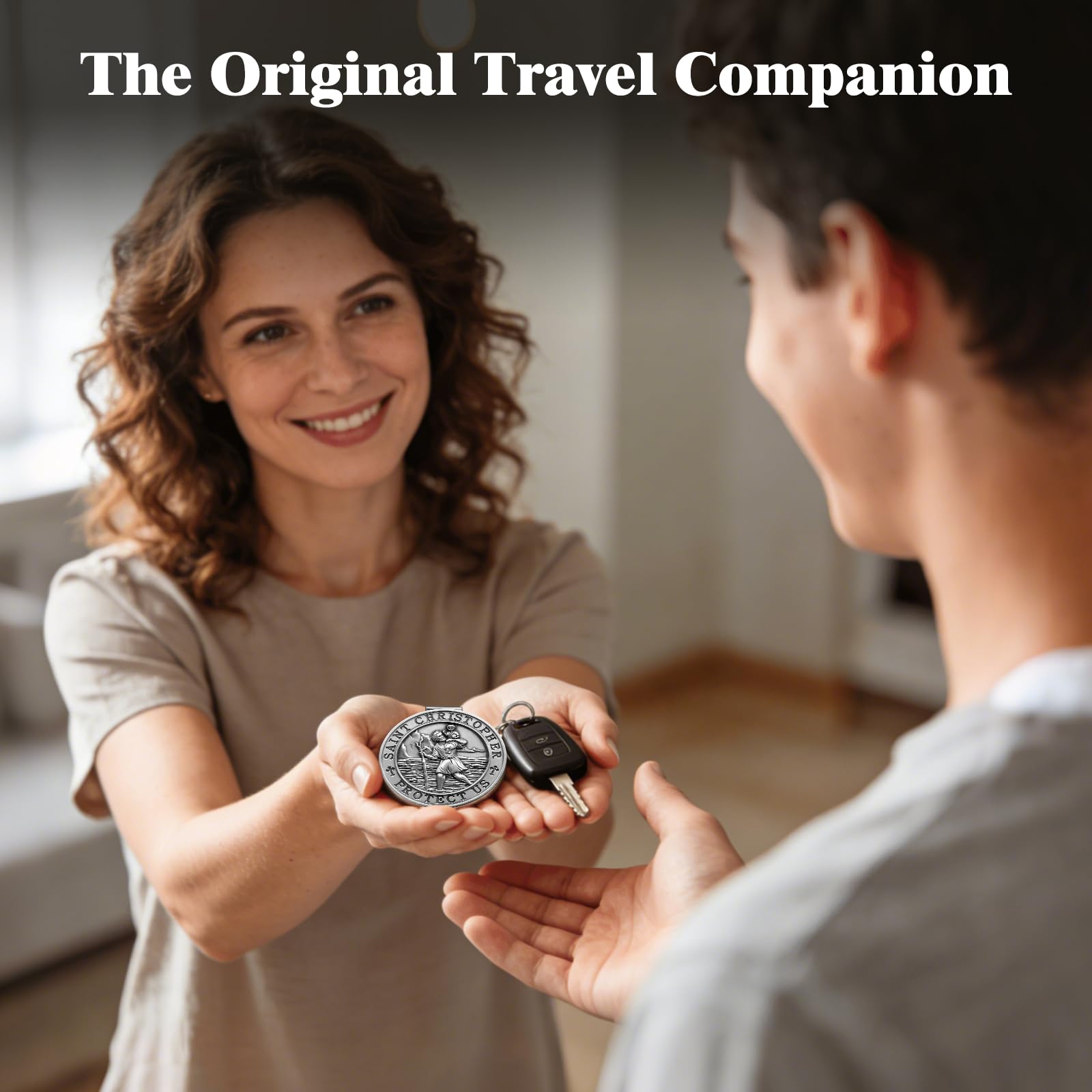 PloreWay St. Christopher travel talisman encouraging calm journeys on the road.