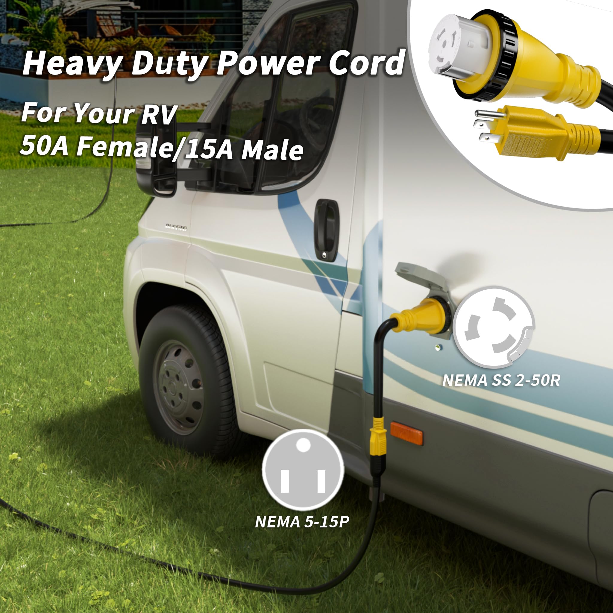 PlugSaf 15A male NEMA 5-15P for reliable 125V RV hookups