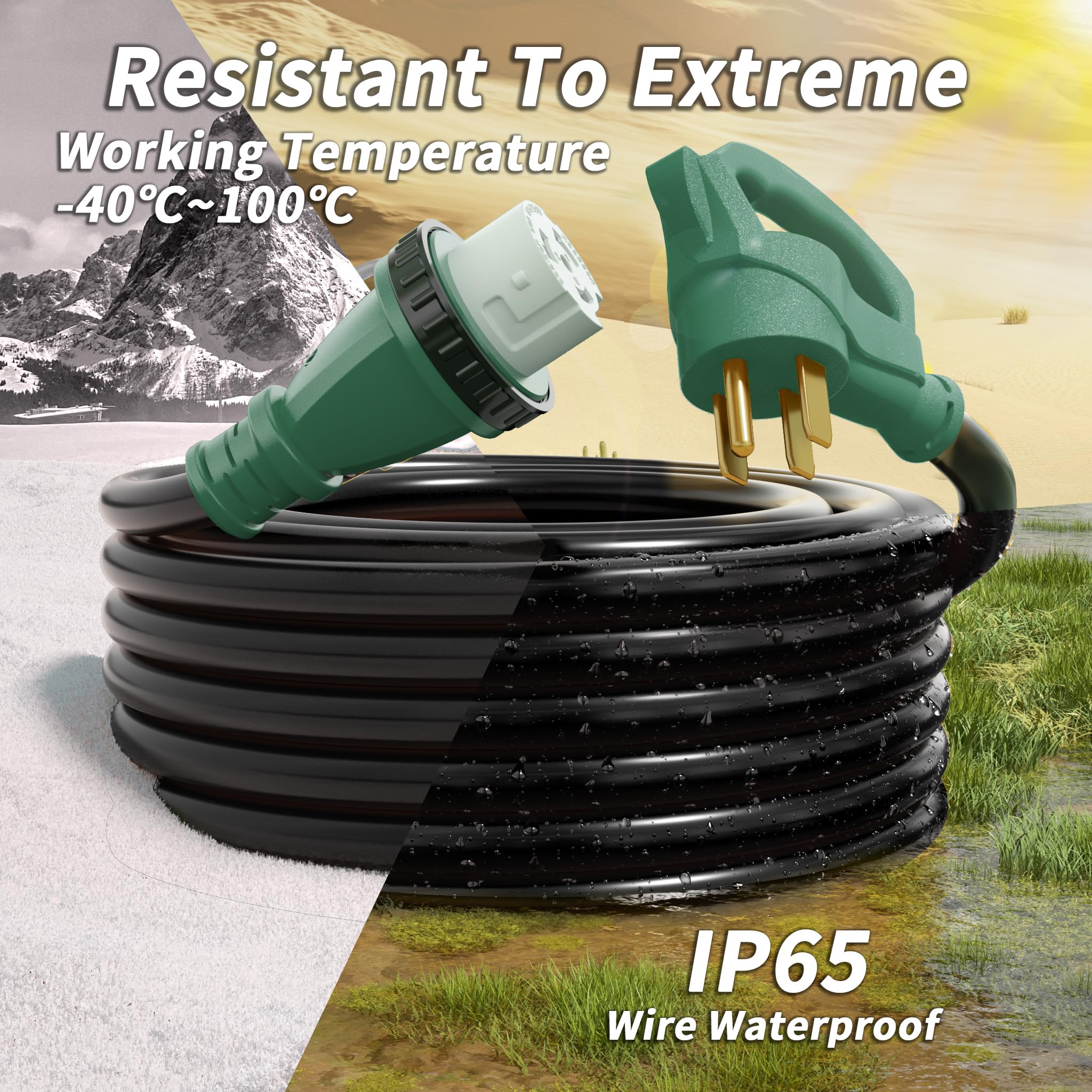 PlugSaf 50A waterproof STW cord ideal for outdoor power tasks.