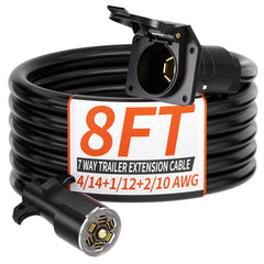 PlugSaf 8 ft 7-pin trailer plug shows durable copper conductors for reliable power.