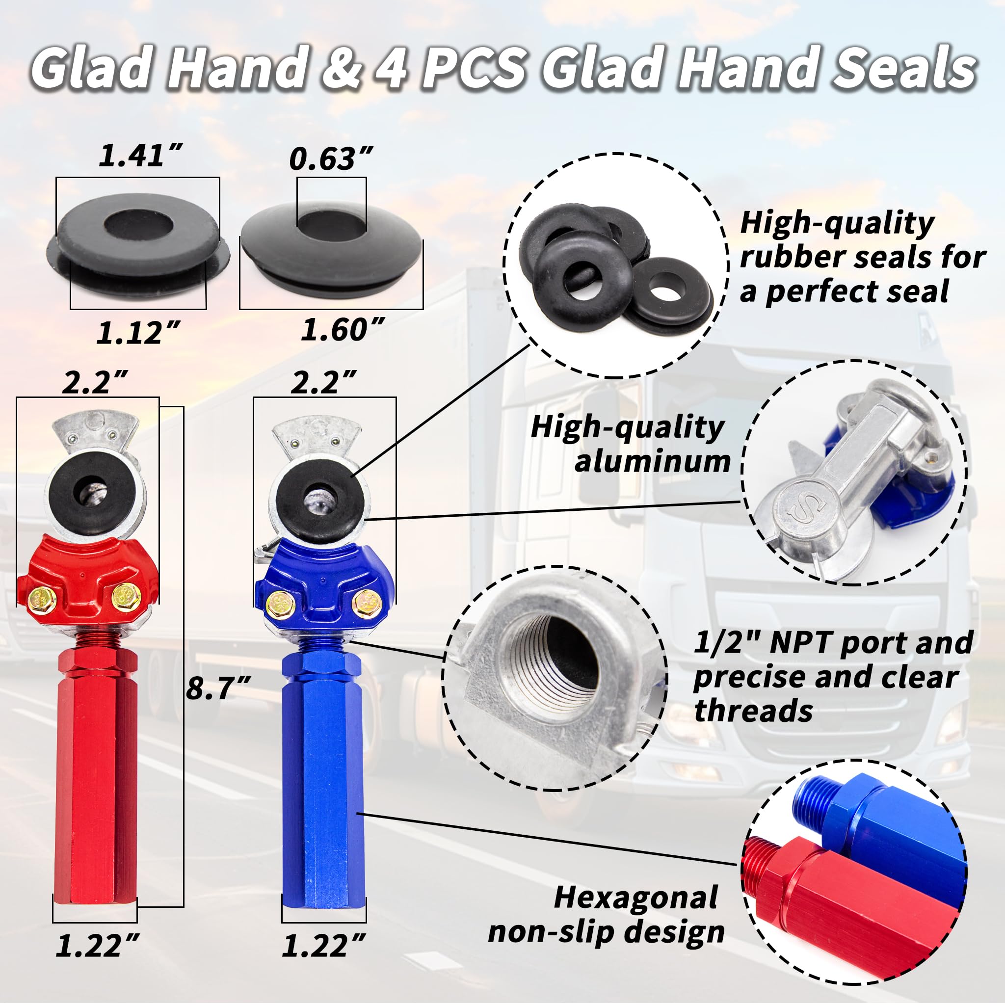 PlugSaf gladhands pair and extension handles for quick trailer connections