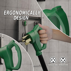 PlugSaf grip-handle design eases plugging and unplugging.