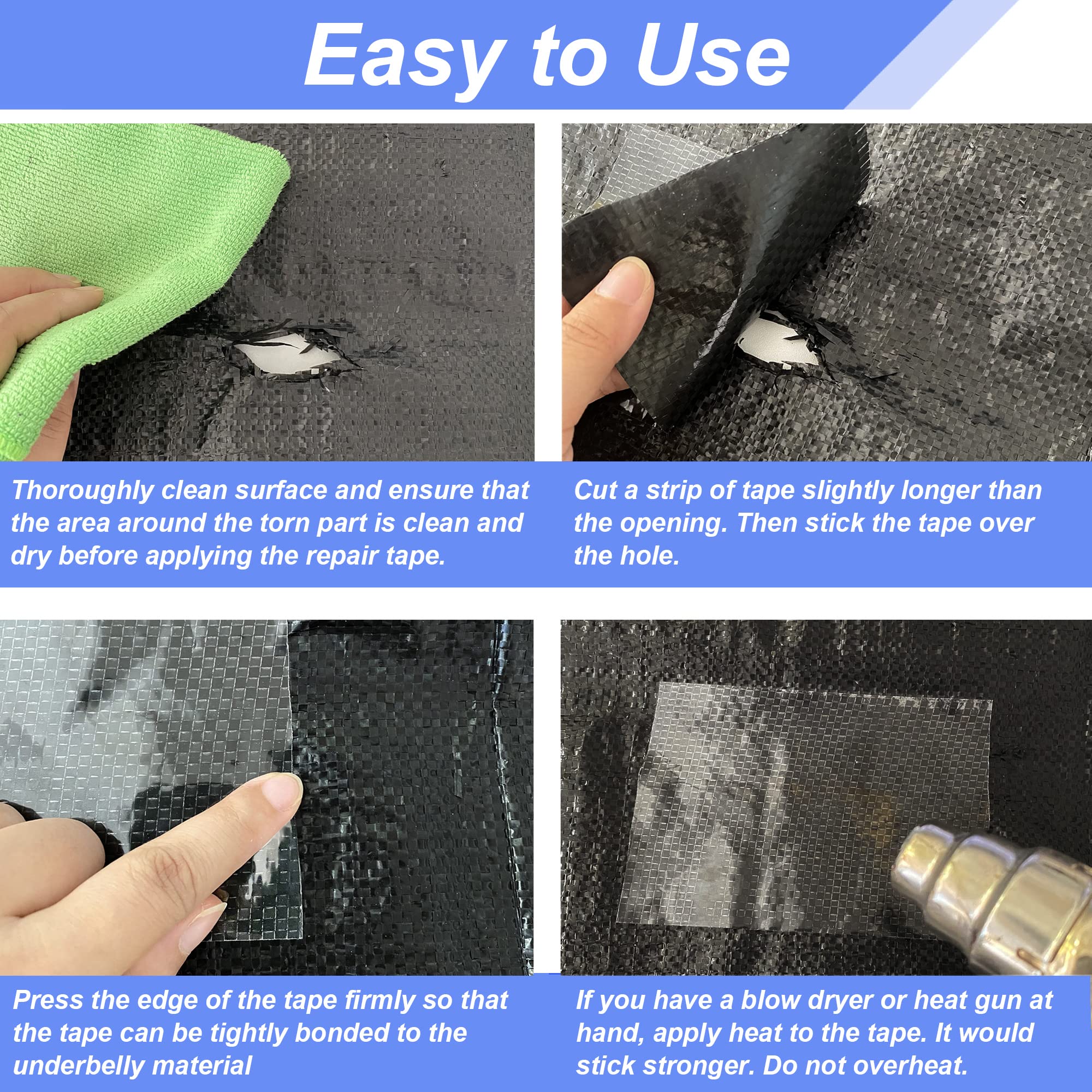 PlusRoc RV Underbelly Tape requires clean, dry surfaces for best adhesion.