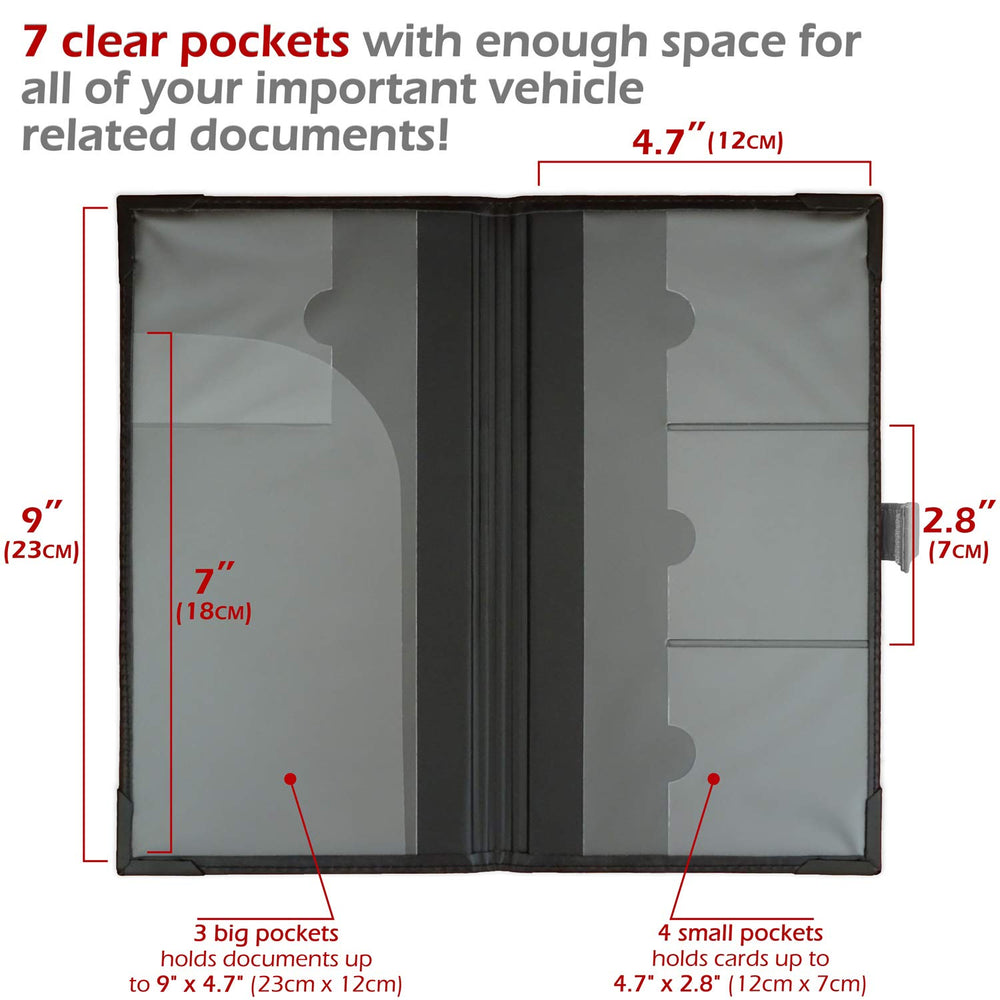 PlusXpres auto insurance card holder open pockets layout enables quick access to documents.