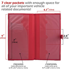PlusXpres seven-pocket organizer stores registrations and cards for easy reach.