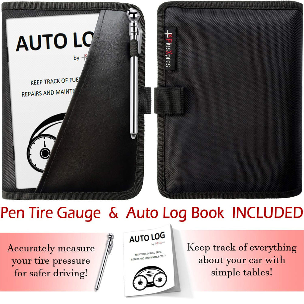 PlusXpres Glove Box Organizer open inside shows multiple pockets for manuals and cards.