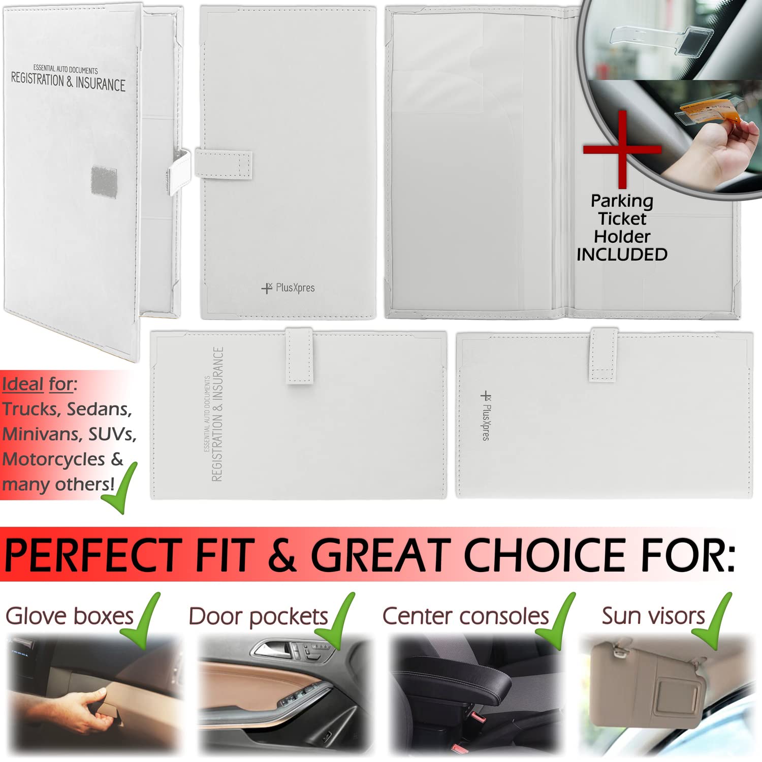 PlusXpres slim design fits into glove boxes and sun visors for convenience.