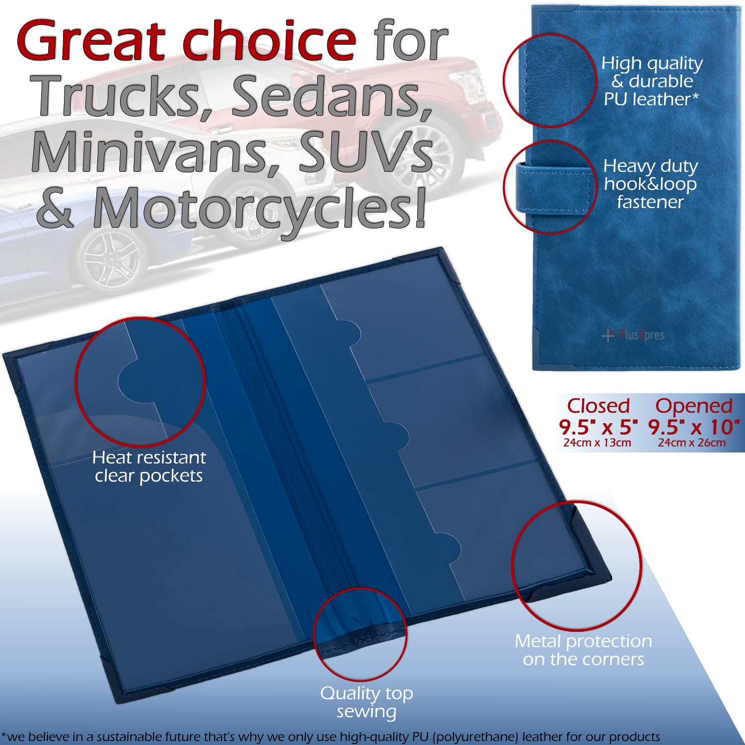 PlusXpres slim profile fits compact glove box and visor.