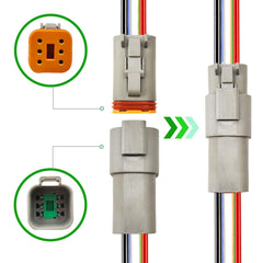 PLUXPAER 14AWG DT 6-pin female connector close-up for secure connections.