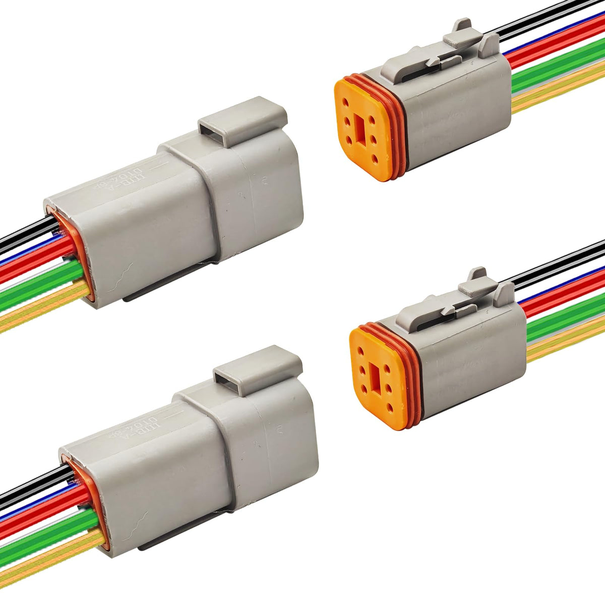 PLUXPAER 14AWG DT 6-pin male connector close-up for automotive wiring.