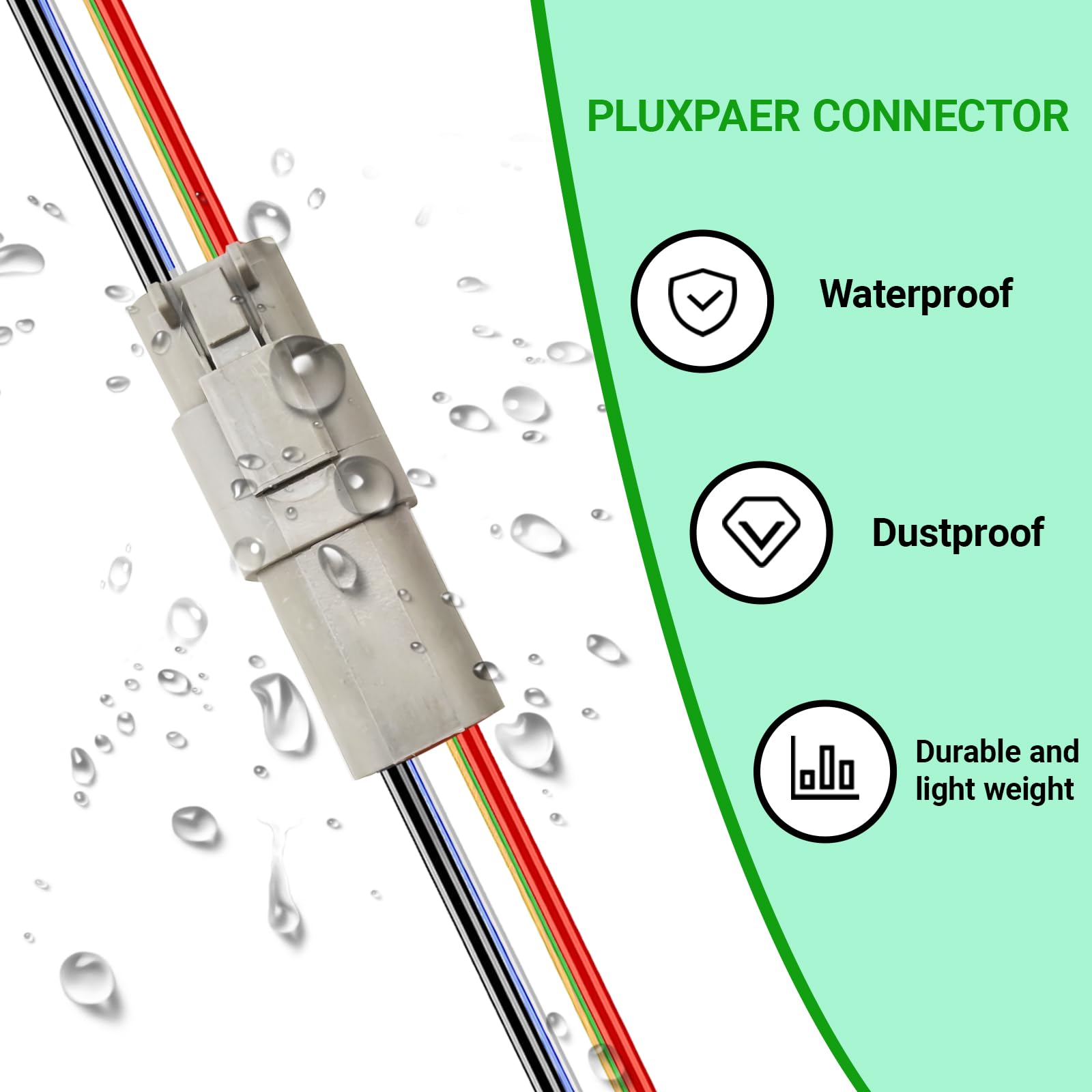 PLUXPAER 5.9 inch wires male DT connector close-up for quick install.