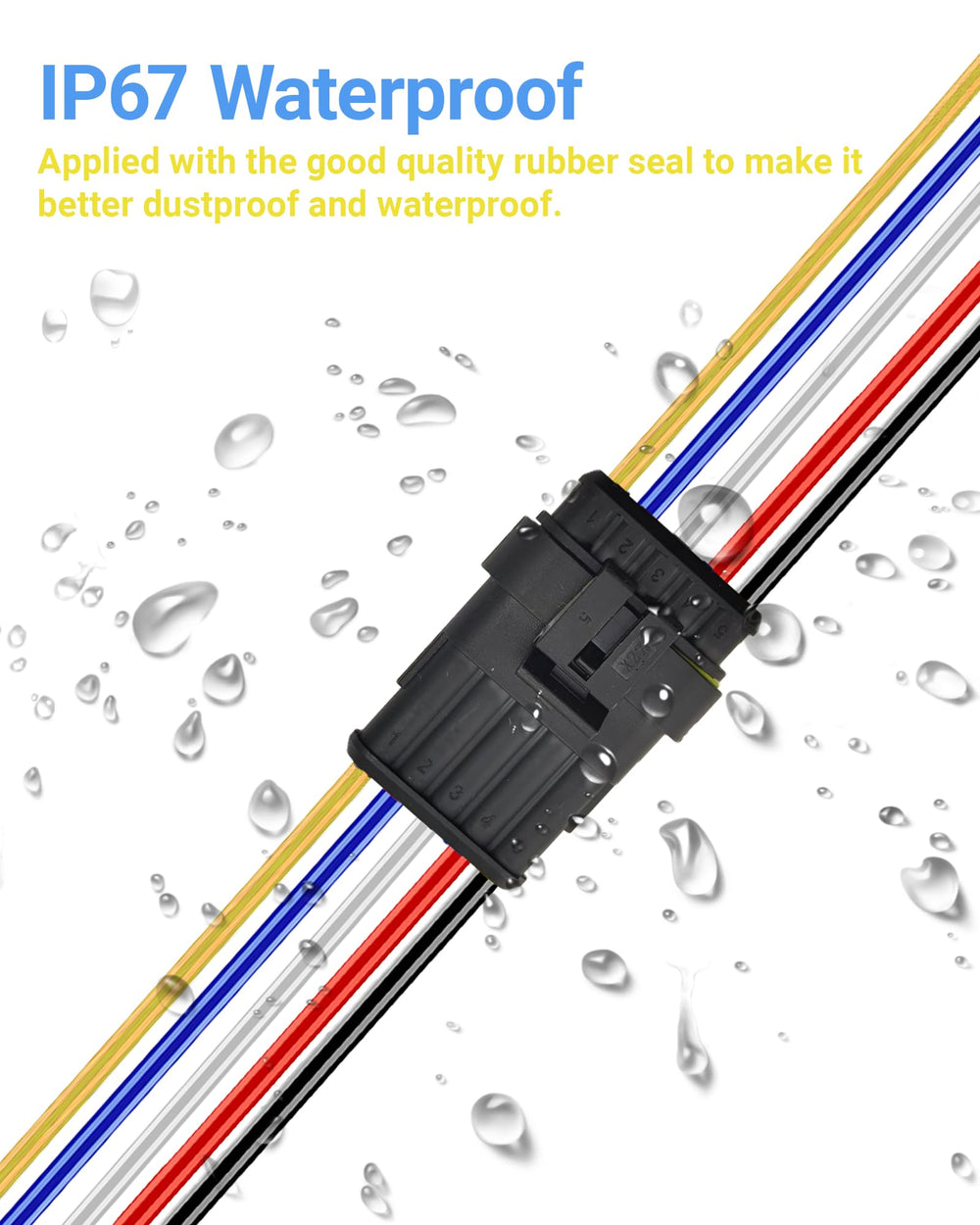 PLUXPAER 5-Wire Female Connector with 14 AWG leads for secure connect