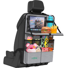 Plzpik car backseat organizer with foldable tray in gray keeps clutter tidy and accessible