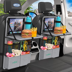 Plzpik car backseat organizer with collapsible tray for on-the-go meals