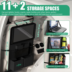 Plzpik backseat organizer with wider pockets fits tablets for in car entertainment.