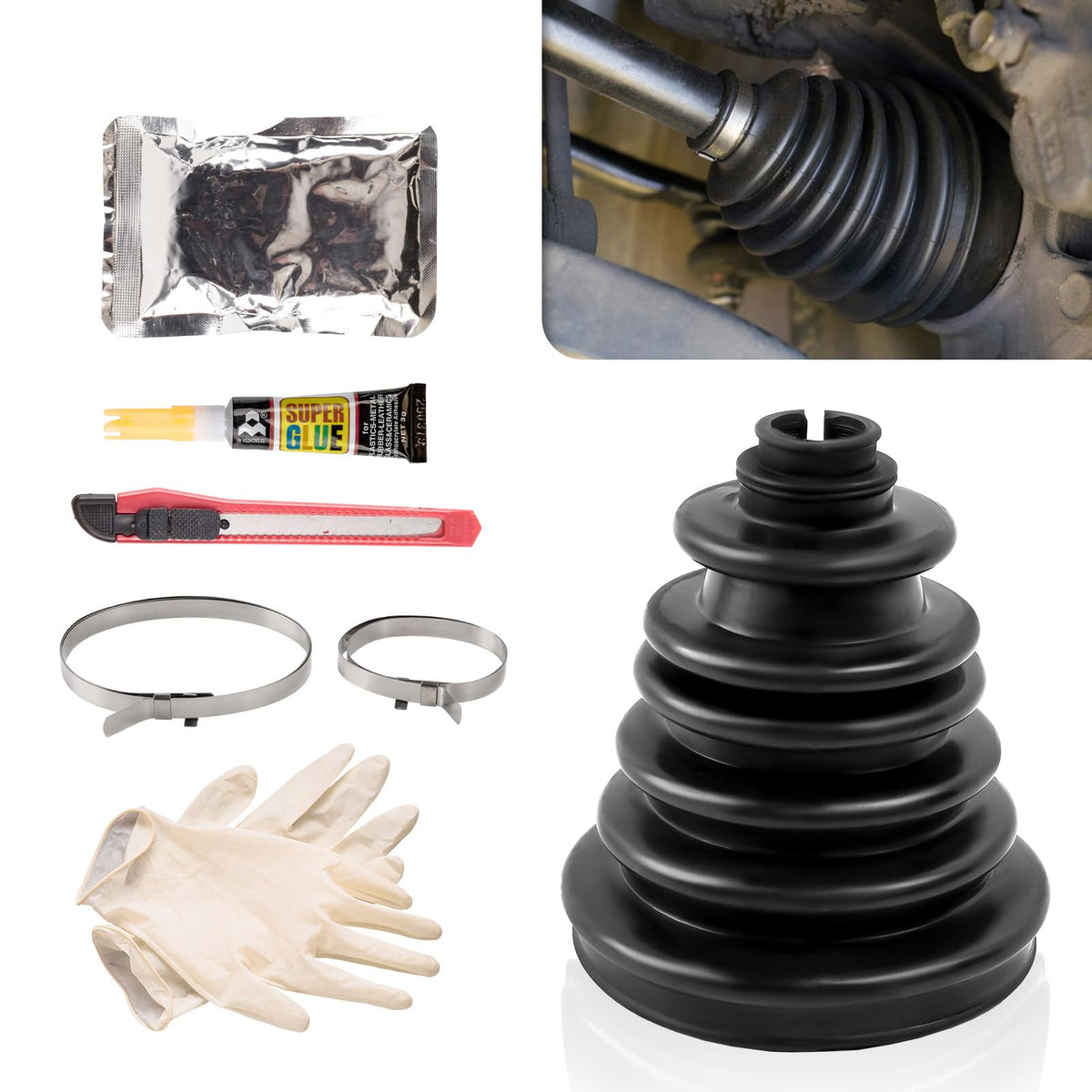 Pnkauto CVS18 boot kit for 22 mm to 28 mm shafts enables broad vehicle compatibility.